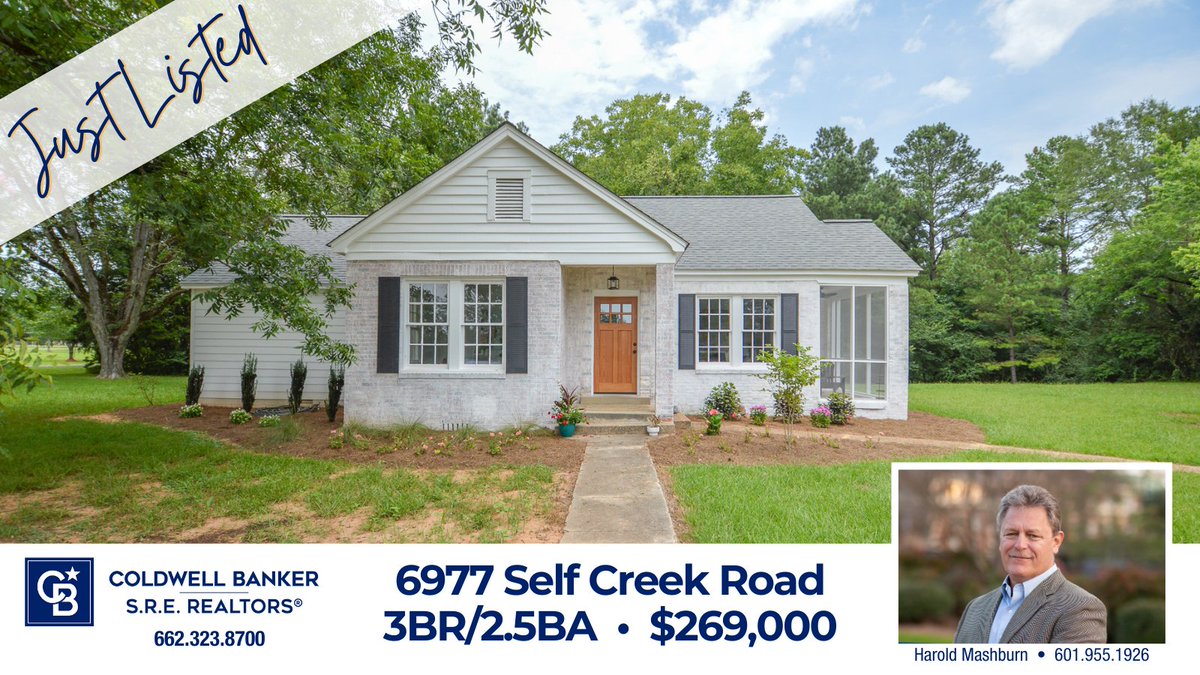 CWBSRE's tweet photo. 🏡 Charming 3BR/2.5BA home has been completely updated with granite countertops, new cabinets, appliances and bathroom fixtures, new flooring and more. Call Harold Mashburn at 601-955-1926 (c) or 662-323-8700 (o).
#SelfCreekCharmer #GuidingYouHome #StarkvilleRealEstate https://t.co/Bc3PMmEV9T