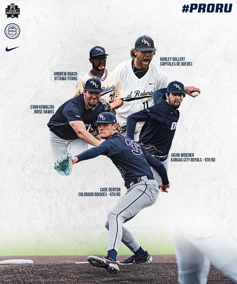 Very thankful for these 5 guys choosing @OralRobertsU They put in the work, led @ORUBaseball to Omaha, and got their opportunity to become professionals. Keep getting after it fellas! #PRORU