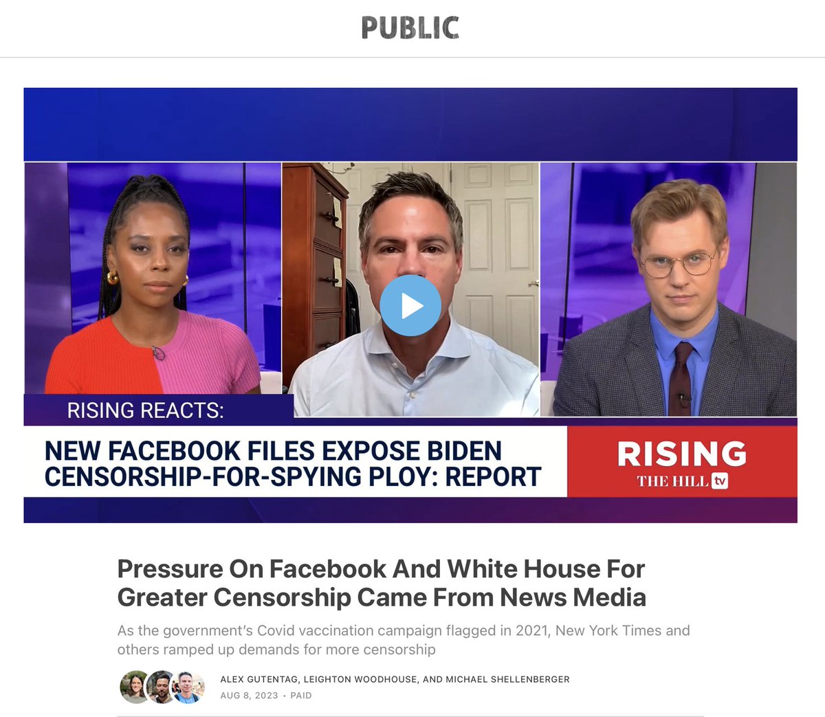 The White House demanded more Covid censorship despite overwhelming evidence — discussed internally by Facebook executives — that censorship increases 'vaccine hesitancy.' Why, then, did the White House demand it? Because the White House was under pressure from the news media.