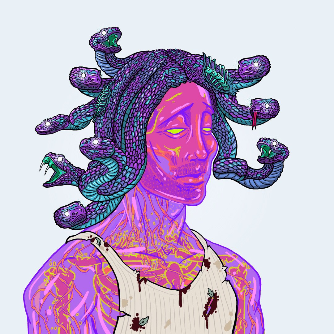 PrinceAkeemNFT's tweet photo. SO excited to see what happens to the bloody beater. @DeGodsNFT #Season3 #AcidMedusa https://t.co/AktIktjZ9f