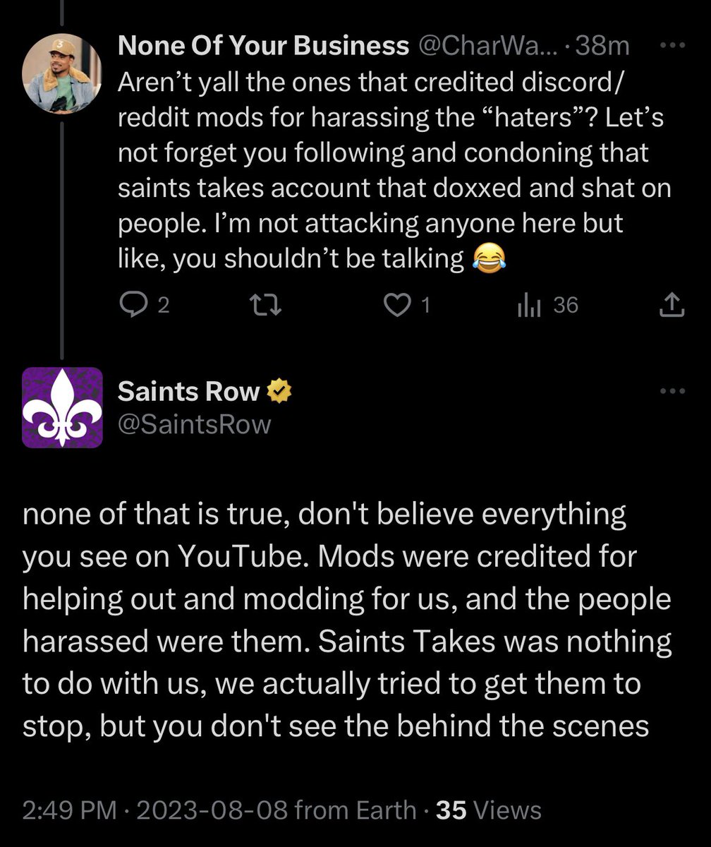StopTheSRreboot's tweet photo. Straight up bs at this point lol. If you really wanted that guy to stop you could’ve easily just told him to. Even trying to say that the mods were the ones being harassed when we’ve already seen evidence of it being the other way around 🤣🤣. At least learn how to lie better. https://t.co/7qV6DFs7ZZ
