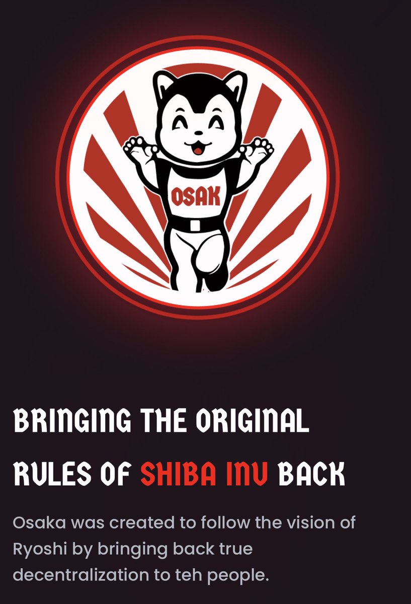 OsakGuy's tweet photo. Bullish website ever.

https://t.co/PdTR19d2fd

#OsakaProtocol 
$OSAK https://t.co/uWlPHs2TQB