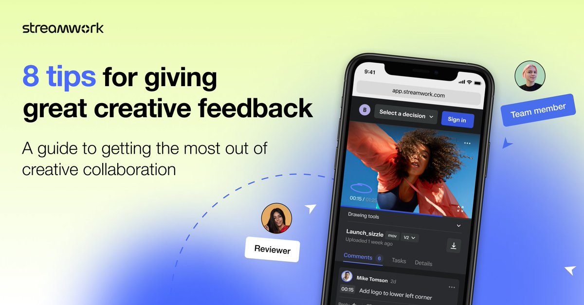 getstreamwork's tweet image. Developing creative is a balancing act between pushing boundaries and respecting guidelines. Our latest post shares how this “creative friction” can be a good thing, as well as 8 tips for giving constructive feedback during creative reviews. Check it out: streamwork.com/post/eight-tip…