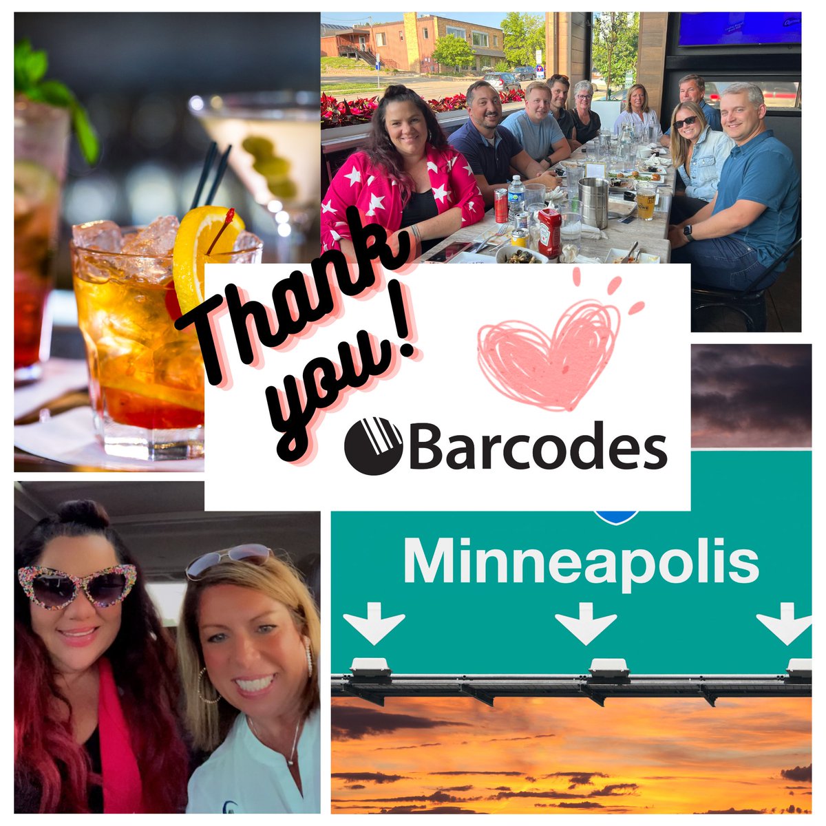 The Advantix dynamic duo Christine Collins and Tommi Ellis are on the road in the "Twin Cities" Minneapolis, Minnesota! 
Thank you, Team Barcodes, for a great Happy Hour! 🍸🎉