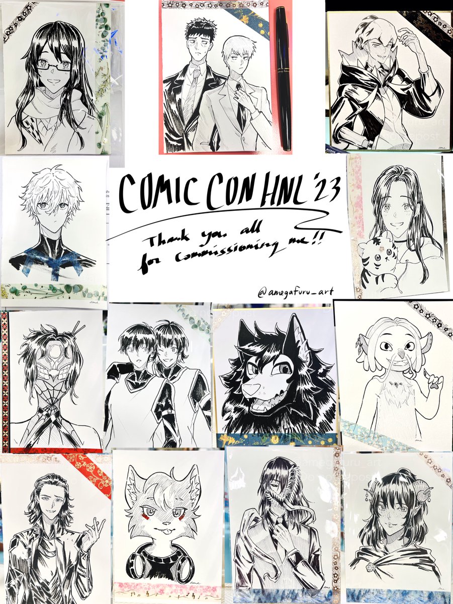 compilation of all the comms I drew this weekend! I did not expect to receive this many 😭 thank you all ❤️   (available for online 0rder 🔜)