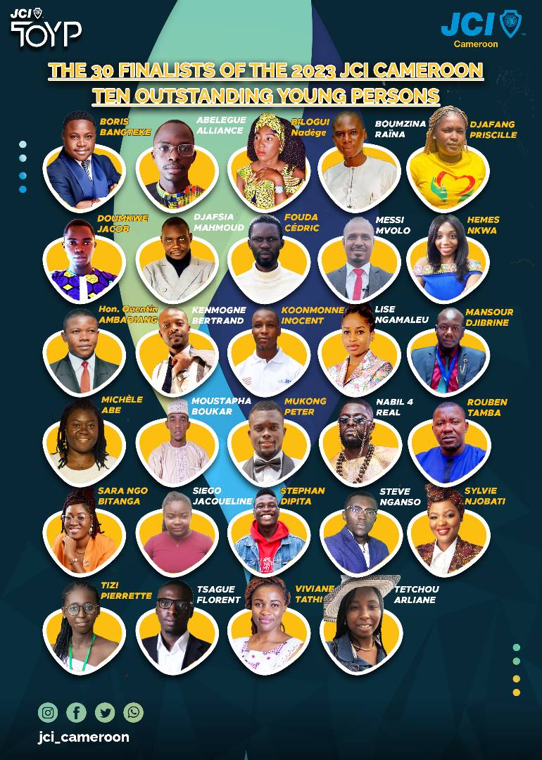 jcicameroun's tweet photo. Voici la liste du TOP 30 du Programme des Jeunes Remarquables du Cameroun.
La phase de vote finale est prévue pour le 11 au 13 août 2023.
Restez connectés !
#TOYP237
#LeadingByPurpose
#GuidedByPurpose
#JCICameroun https://t.co/PMR8uB9MBO