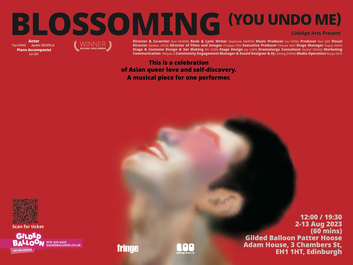 PlayFullTheatre's tweet photo. For those passionate about underrepresented voices and marginalised communities, this groundbreaking show is a must-see! Introducing the UK's first-ever Chinese queer musical BLOSSOMING YOU UNDO ME 🌈🎭

🕛 2nd Aug - 13th Aug 12PM / 7:30 PM 

 #EdFringeLGBTQ23 https://t.co/qieKCqsVeH
