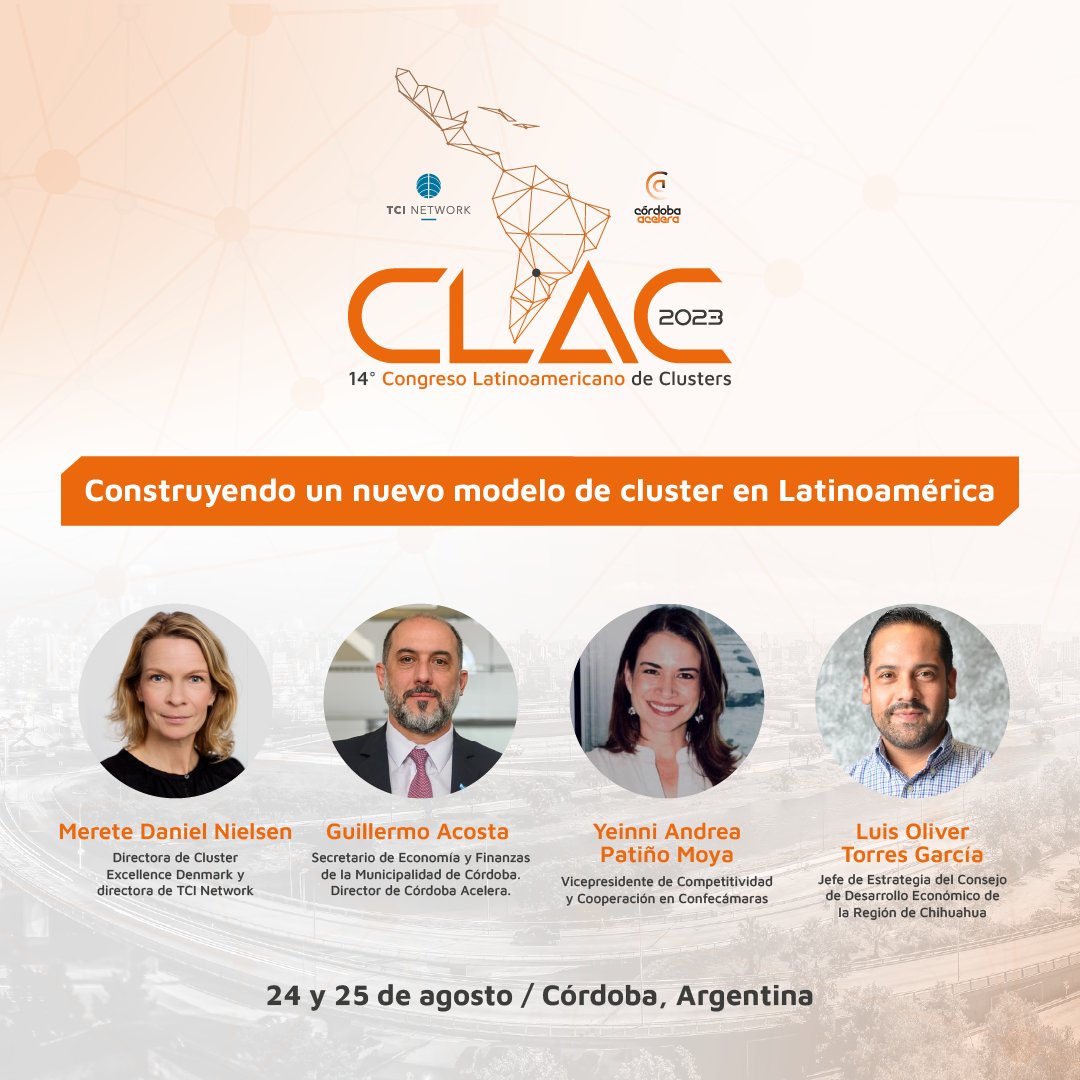 Conocé a los primeros speakers del #CLAC2023 🌎

Sesión 1: ¿Cómo están trabajando actualmente los #clusters en #Latinoamérica y cómo contribuyen a la transformación empresarial?

¡Agendá! 👇
📆24-25 de agosto
 📍#CordobaCapital

🔗Inscripción y programa:
tci-network.org/clac2023/