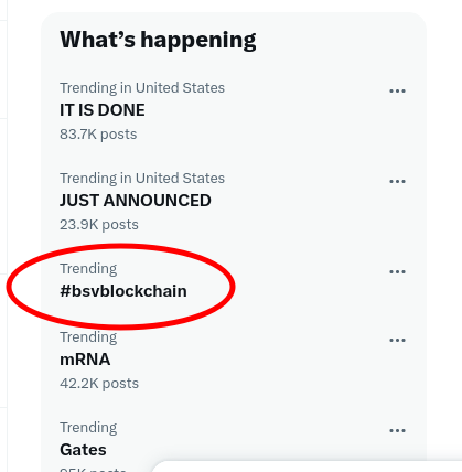vipnft's tweet image. Trending again #BSVBlockchain