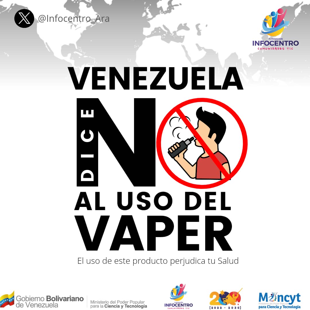 negra_mila's tweet photo. 🇻🇪 #Venezuela se sumó a la lista de países que prohíben el uso del vaper y cigarrillos electrónicos 🚭
Conoce más sobre las naciones que han tomado esta iniciativa.
#VozDeVenezuelaEnBrasil 

@Gabrielasjr 
@Mincyt_VE 
@Vzla_Fundacion2 
@LaRosaInfoVE 
@icarabobo2021 
@elianapnat https://t.co/W1Qomf9Kcw
