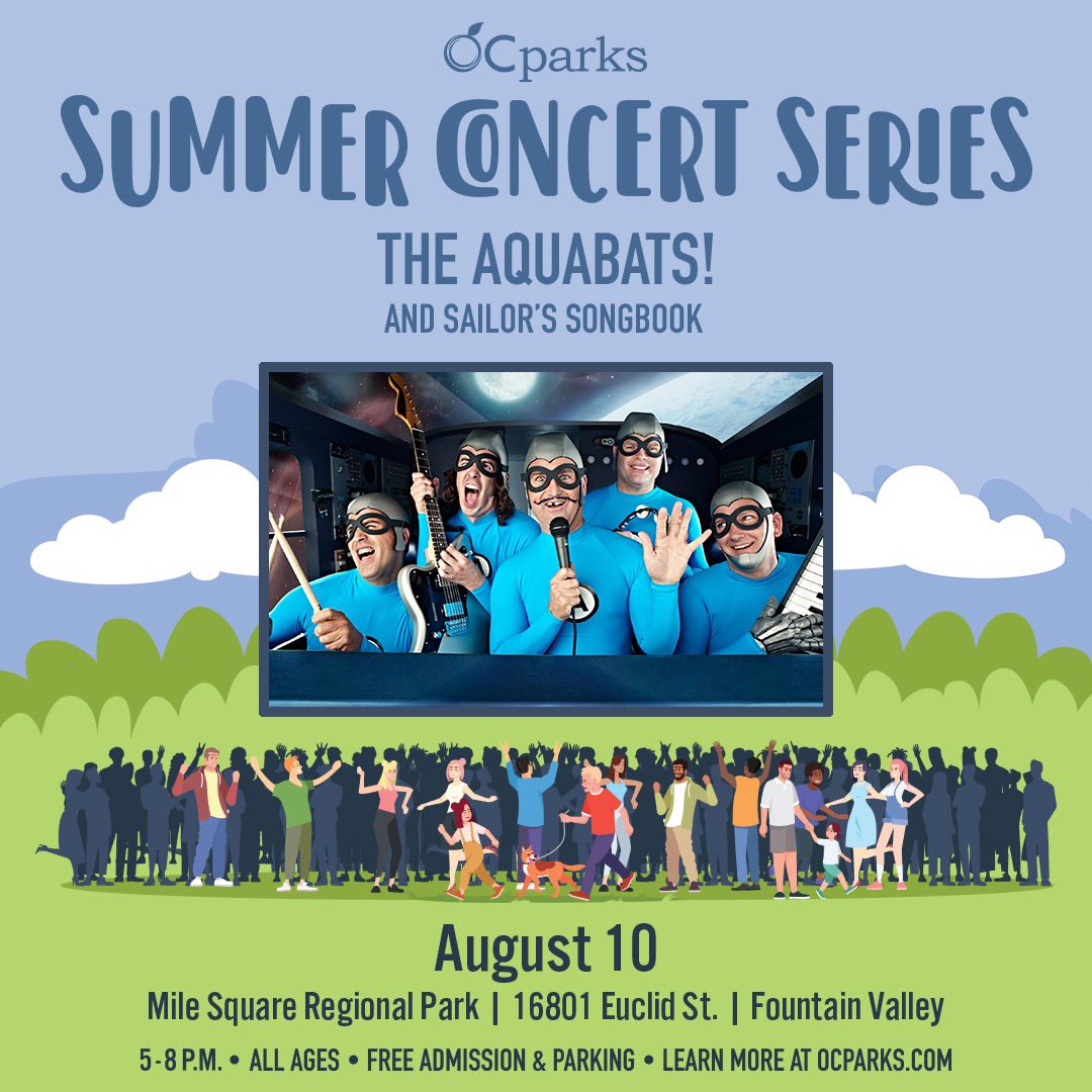 Come hangout with us on Thursday, August 10 at Mile Square Regional Park for the @OCParks summer concert series!!!! Can’t wait to see all you homies there!!!!