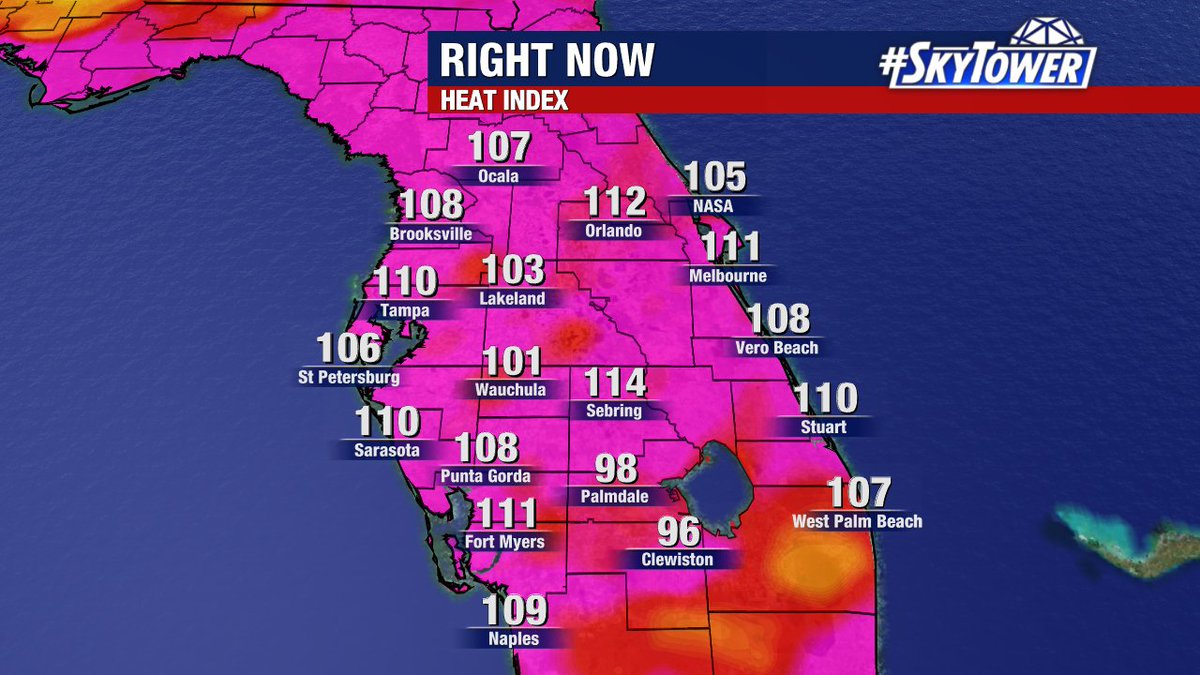 We've established this summer that the pink portion of our weather graphics palette works just fine. #Florida #HeatAdvisory