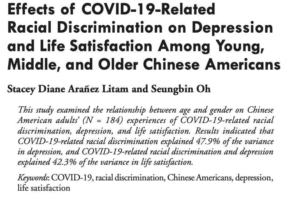 AdultspanJ's tweet photo. #AdultspanReview: Are you interested in learning about the effects of COVID-19 related racial discriminatoin among Chinese Americans? Read about @DrStaceyLitam and Dr. Oh's work here! https://t.co/94GvYg33xW https://t.co/78IYVwpSsR