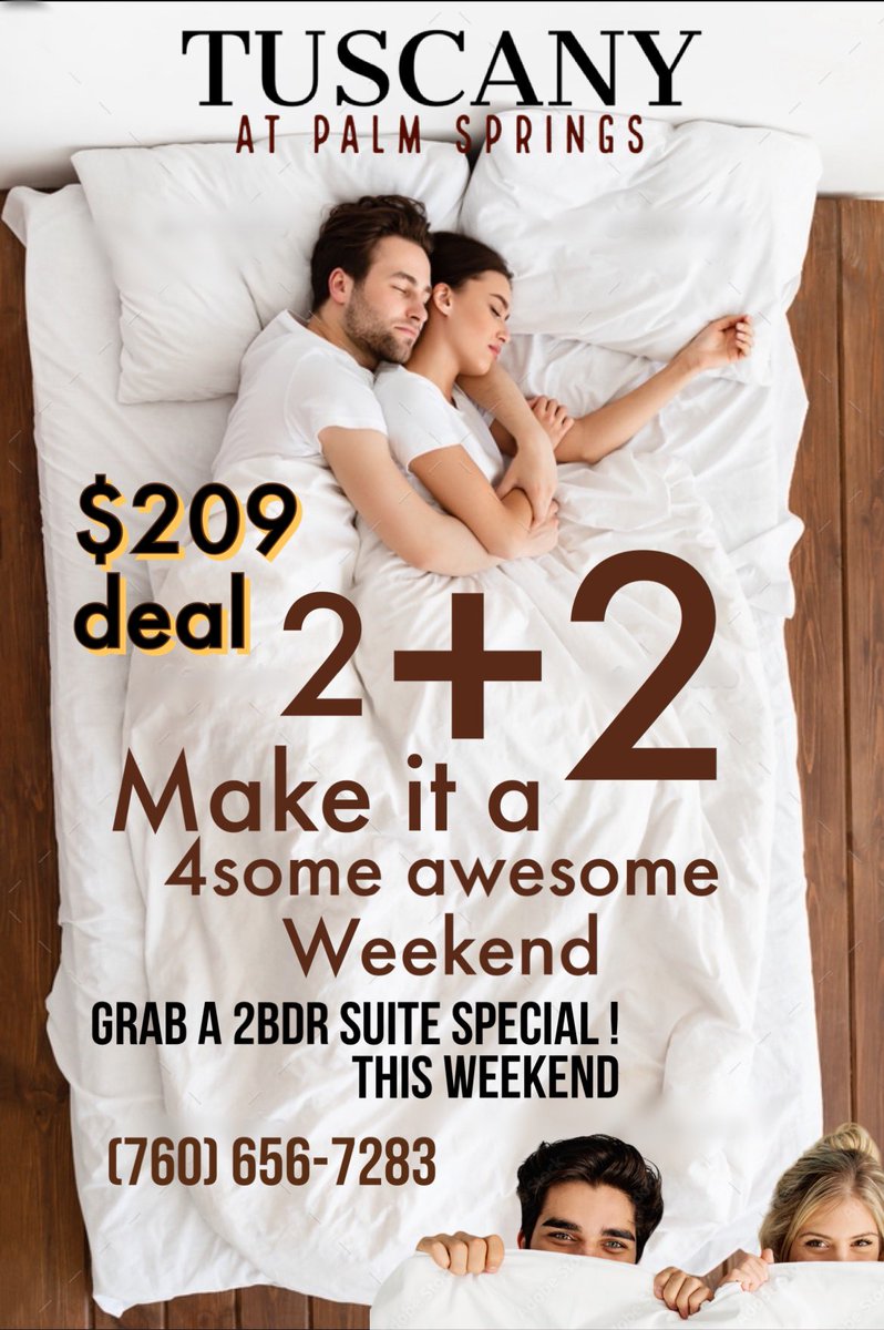 A two bedroom suite for the price of a one…bring some friends and share the sexy this weekend!