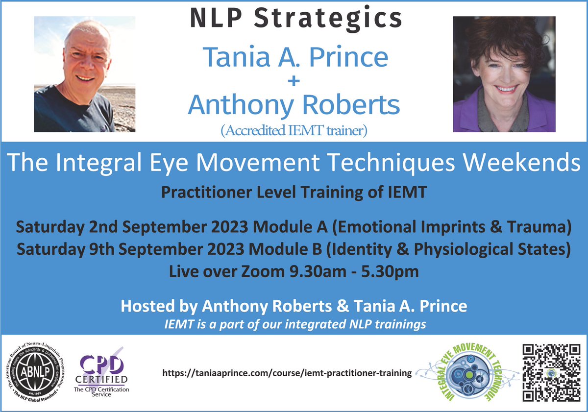 AnthonyRobertHy's tweet photo. Acquire new skills by joining our IEMT training led by Anthony Roberts, which is delivered online over 2 weekends, this allows you to get some in-person practice between the modules, &amp; a feedback follow-up a week after the completion of the course.
https://t.co/pnunHXKSgU
#iemt https://t.co/OFd3a4x1QZ