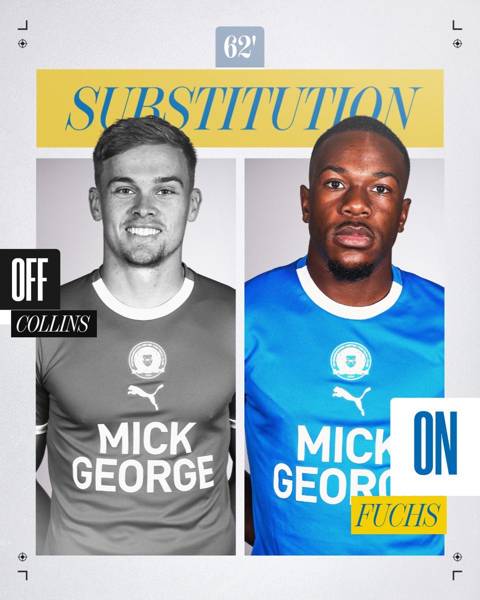 theposh's tweet photo. 62' - A second change for Posh.

➡️ Fuchs
⬅️ Collins

🔵 1 -1 🔴 | #PETSWI https://t.co/lPssCOIE4J
