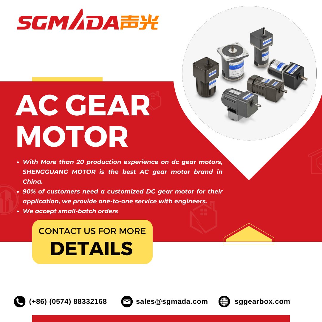 AC GEAR MOTOR
CONTACT US FOR MORE DETAILS
(+86) (0574) 88332168
#DCgearmotors #dcmotors #dcmoto #dcmotor #gearmotor #gearmotors #acmotors #acmotor #ACGEARMOTOR #motormanufaturer #industrial 
#sggearbox #rpm #motorrpm #sparepartmotor #spareparts #repair #ningbo #china #madeinchina