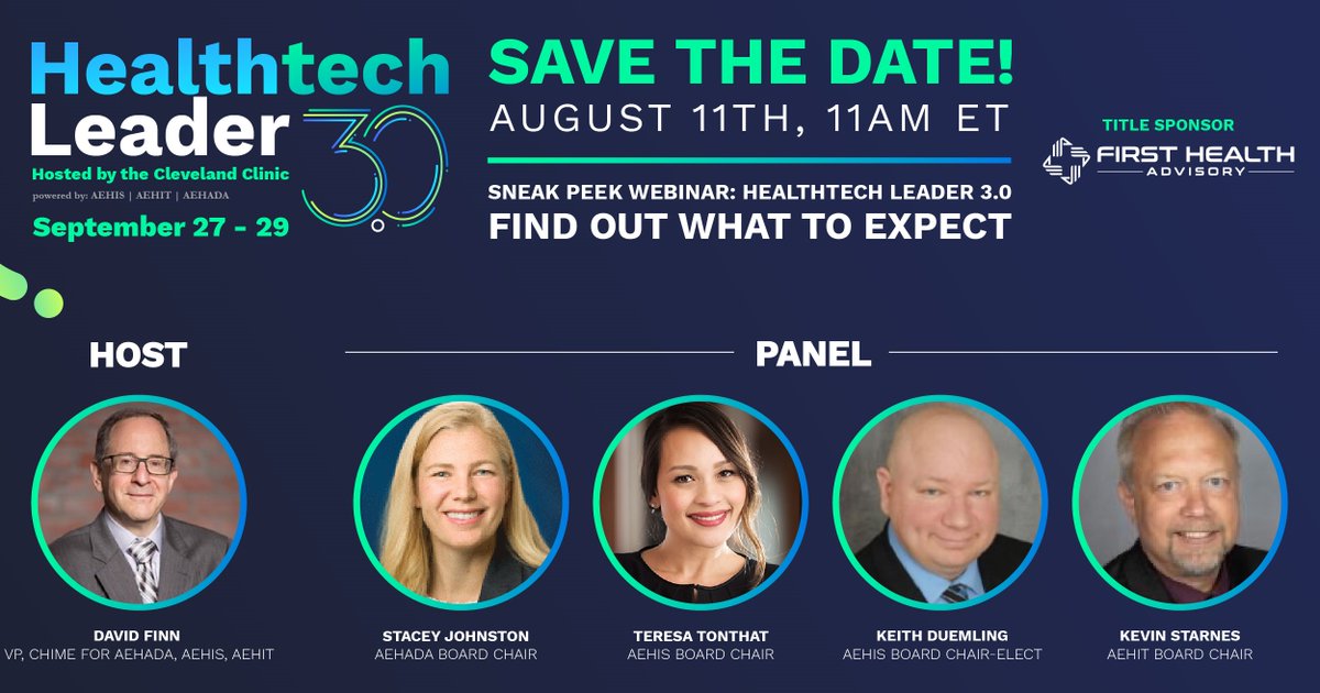 📣 Calling all digital health leaders! #HealthtechLeader 3.0 Sneak Peek Webinar is on Aug. 11th, 11 AM EST. Designed for CHIME, AEHIS, AEHIT, and AEHADA members. Be part of the next big thing in digital health! Register now: chimedhl.org/44Hrlw9 #HTL2023