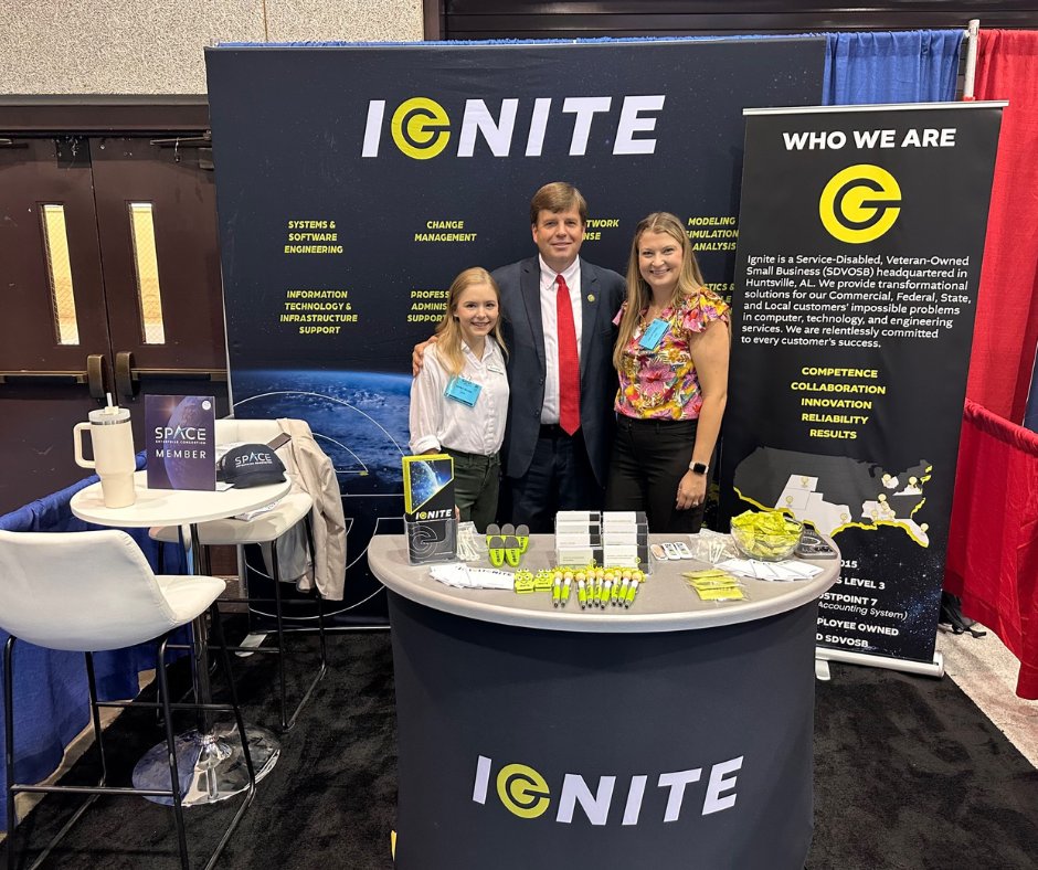 ignite_now's tweet photo. It’s day 1 of the Space and Missile Defense (SMD) Symposium and what better to start it off than a visit with Congressman Dale Strong! Thank you for stopping by our booth to chat with our team. If you want to learn more about our capabilities and services, visit booth #32! #SMD https://t.co/HiZ9YkvQza