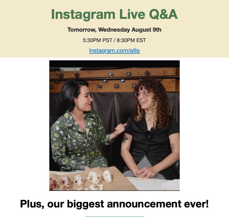 AllisMarkham's tweet photo. Join me on Instagram Live tomorrow at 5:30PM PST / 8:30PM EST for a taxidermy Q&amp;A! https://t.co/VYoO2okiNE https://t.co/xeVsiCHfcK