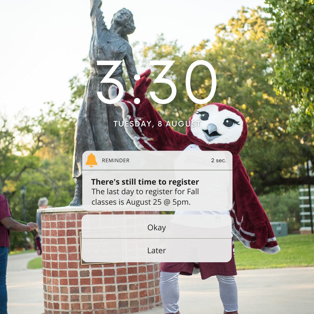 The Fall 2023 semester is right around the corner! There is still time to register for classes. Contact your advisor or the Graduate School with your questions today, so we can help you have a smooth start to your semester.