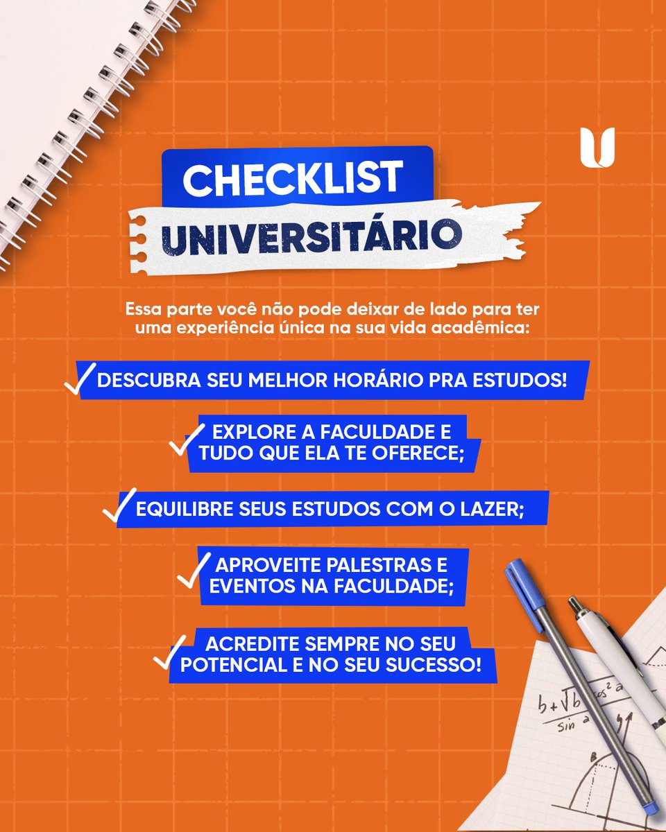 Uni_Christus's tweet photo. Hey Unichristers! 💙

Sabemos que a vida acadêmica pode ser bastante desafiadora. Mas com essas dicas, não tem como não ser uma experiência emocionante. ✨

Confere só esse checklist e não deixe de lado nenhuma dessas dicas. 😉

#Unichristus #VidaAcademica #FacaValer https://t.co/Qaw7GSvczc