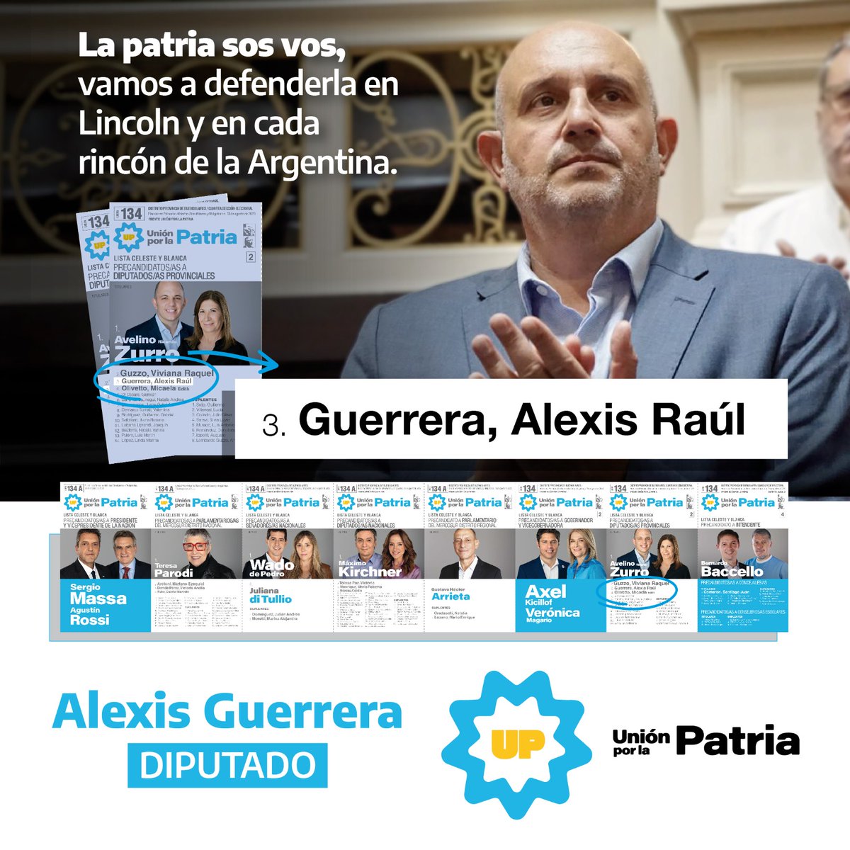 La Patria sos vos, vamos a defenderla en Lincoln y en cada rincón de la Argentina 💪🏼 ¡Vamos compañero, @AlexisGuerrera! Un ejemplo de gestión y compromiso de construcción para toda la región. #Bernardo2023 #OtroLincolnEsPosible