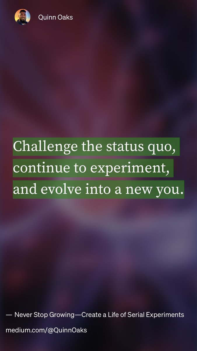 QuinnOaks's tweet photo. “Never Stop Growing — Create a Life of Serial Experiments” by Quinn Oaks
https://t.co/A2yelSnxRU https://t.co/vQuIcH13v6