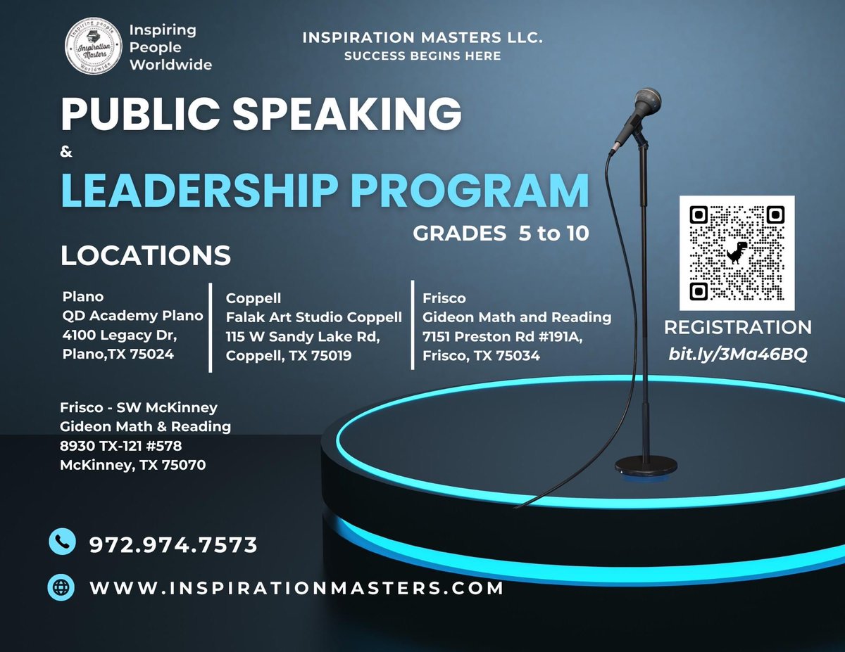 Upcoming Public Speaking and Leadership Programs By Inspiration Masters