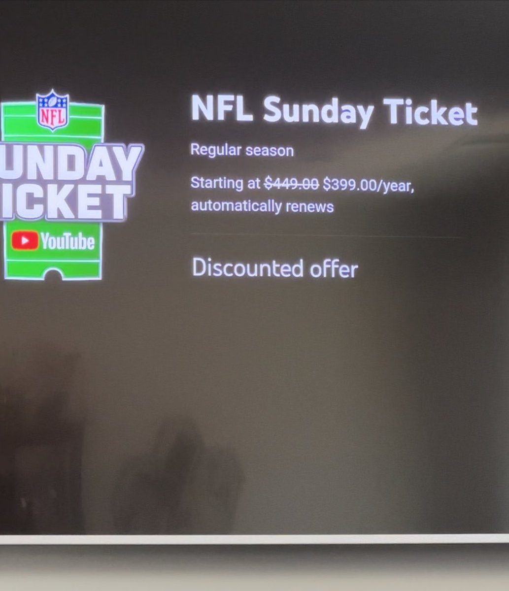 pnuttynut6's tweet photo. Yo @NFL @YouTube y’all are trippin for this…

Why tf am I going to pay this much per year??? You need to allow people the option to pay for their individual team(s) and the people who want access to every single game can pay that garbage. https://t.co/vutHWk25ex