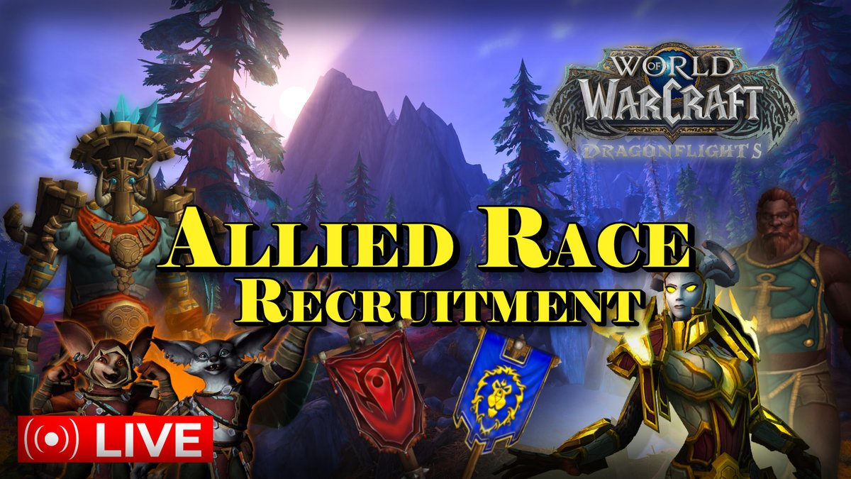 🔴LIVE NOW!🔴

Playing some World of Warcraft for the first time EVER on my stream!

We are trying to recruit all the Allied Races tonight, come chill with me while I grind!

youtube.com/watch?v=FBAw0S…

#worldofwarcraft #livestreaming  #youtubechannel  #ytstreamer