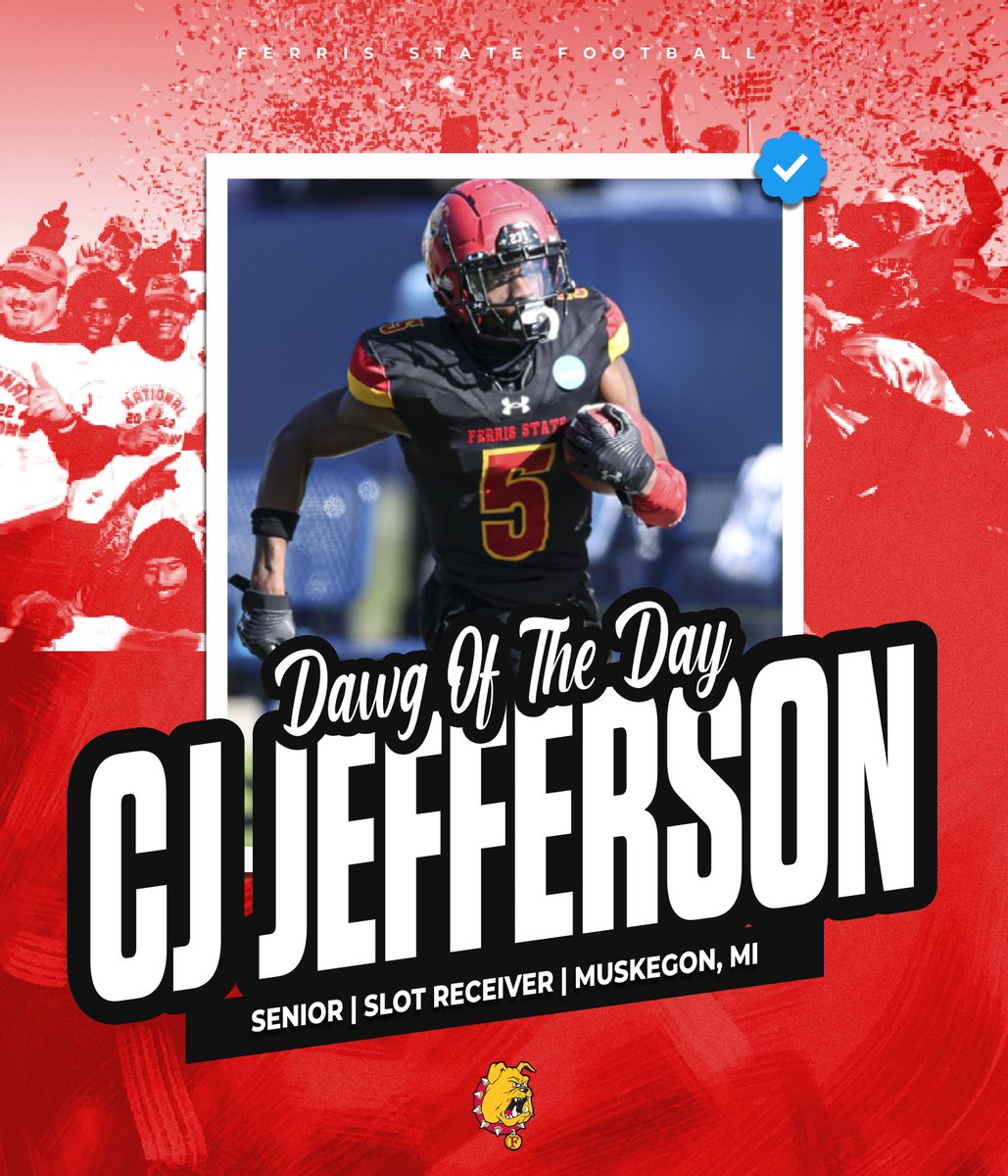 DAWG OF THE DAY! Today, we highlight standout slot receiver CJ Jefferson! Talented &amp; versatile weapon from West Michigan! Big things coming from this veteran this fall! Go Dawgs!