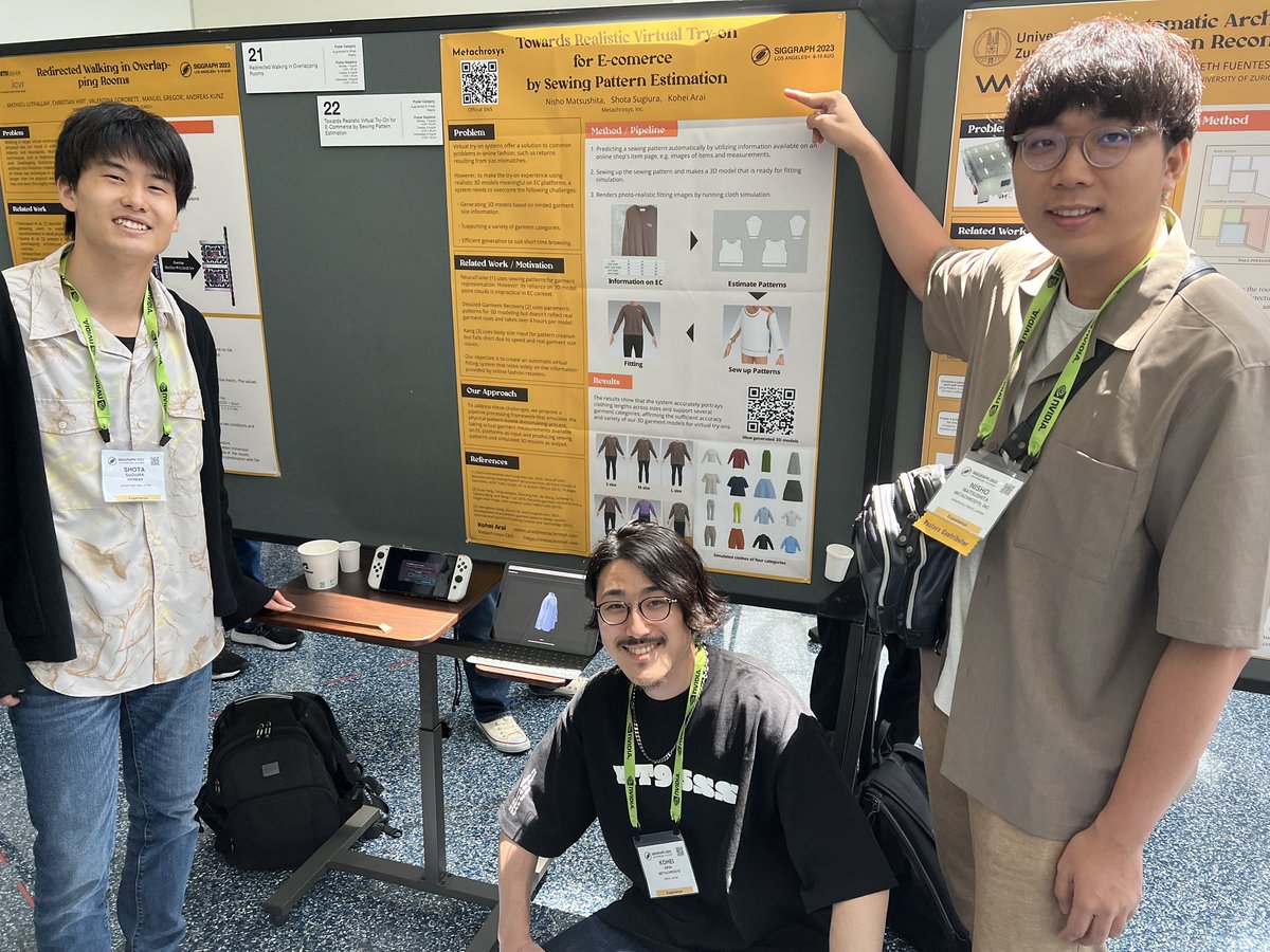 今日と明日12:30-13:30で出展してます！
デモもあるので現地いらっしゃる方ぜひポスターブースお越しくださいー！
#SIGGRAPH2023