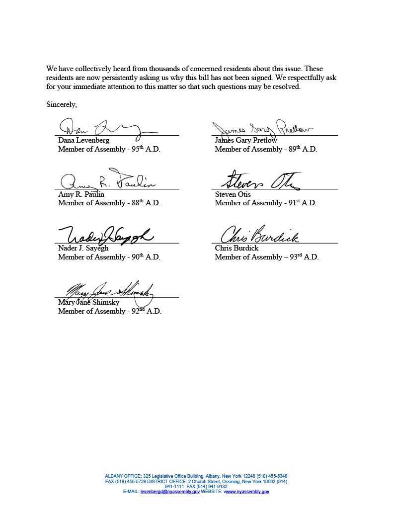 AMDanaLevenberg's tweet photo. Today, members of the Westchester Assembly delegation joined me in sending @GovKathyHochul a letter urging her to sign the "Save the Hudson" bill into law.🧵 https://t.co/doI3myRn4f