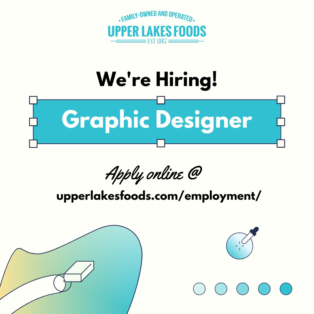 UpperLakesFoods's tweet photo. Calling all creative folks! We're looking for a full-time graphic designer to join our team! Apply here 👉 https://t.co/n68V4PhGqU https://t.co/BpGqGvLdJD
