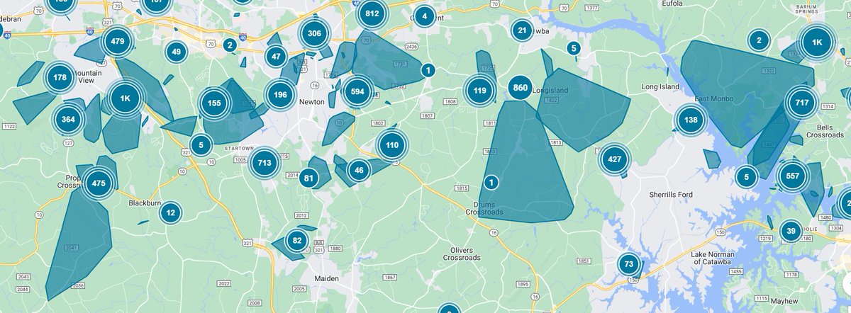 Clt_TrafficGuy's tweet image. ⚡️Let's take a look at the power outages STILL being repaired...from #HIckory east to #Mooresville!  
🙏Say a prayer for your neighbors and the hardworking linemen from @DukeEnergy