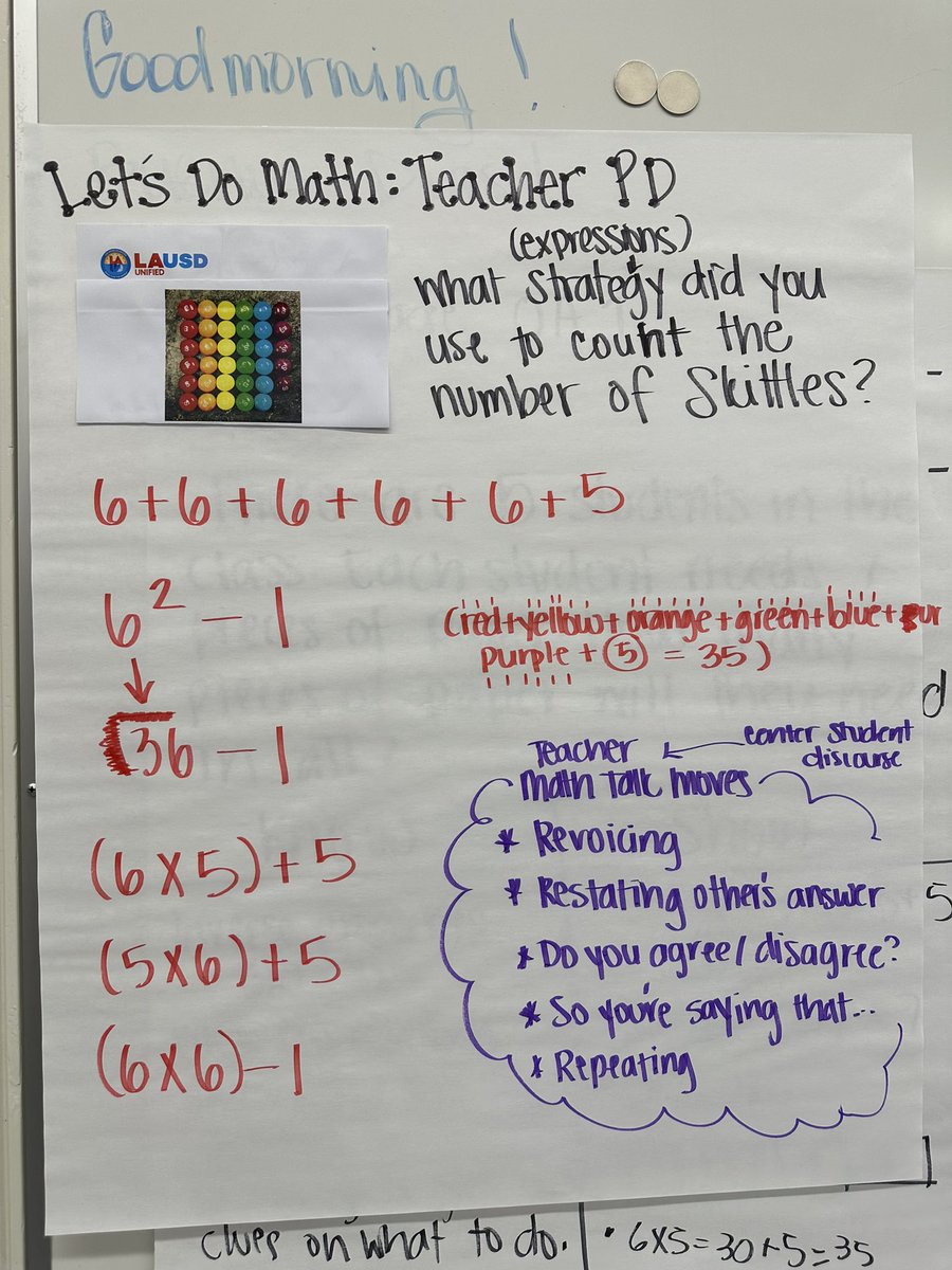 SanPascualSTEAM's tweet photo. How many ways can you count the Skittles? At #SummerPD, teachers are learning how to facilitate meaningful math discourse using #MathTalkMoves 🤓 @LASchoolsEast #BackToSchool2023 #AcceleratingSuccess https://t.co/wOKsuNqR66