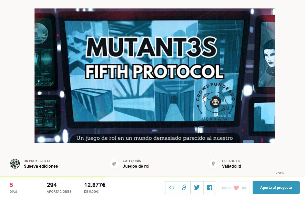 salvat0resalva's tweet image. Bueno se acerca la recta final del #verkami de @Suseyaediciones de #Mutant3sFifthProtocol . POr lo que hay que echar toda la carne en el asador, llevamos recaudados ya 12877€, los 15000 y la tapa dura está a la vuelta de la esquina, por lo que no se has participado ya (espera 👇🏽