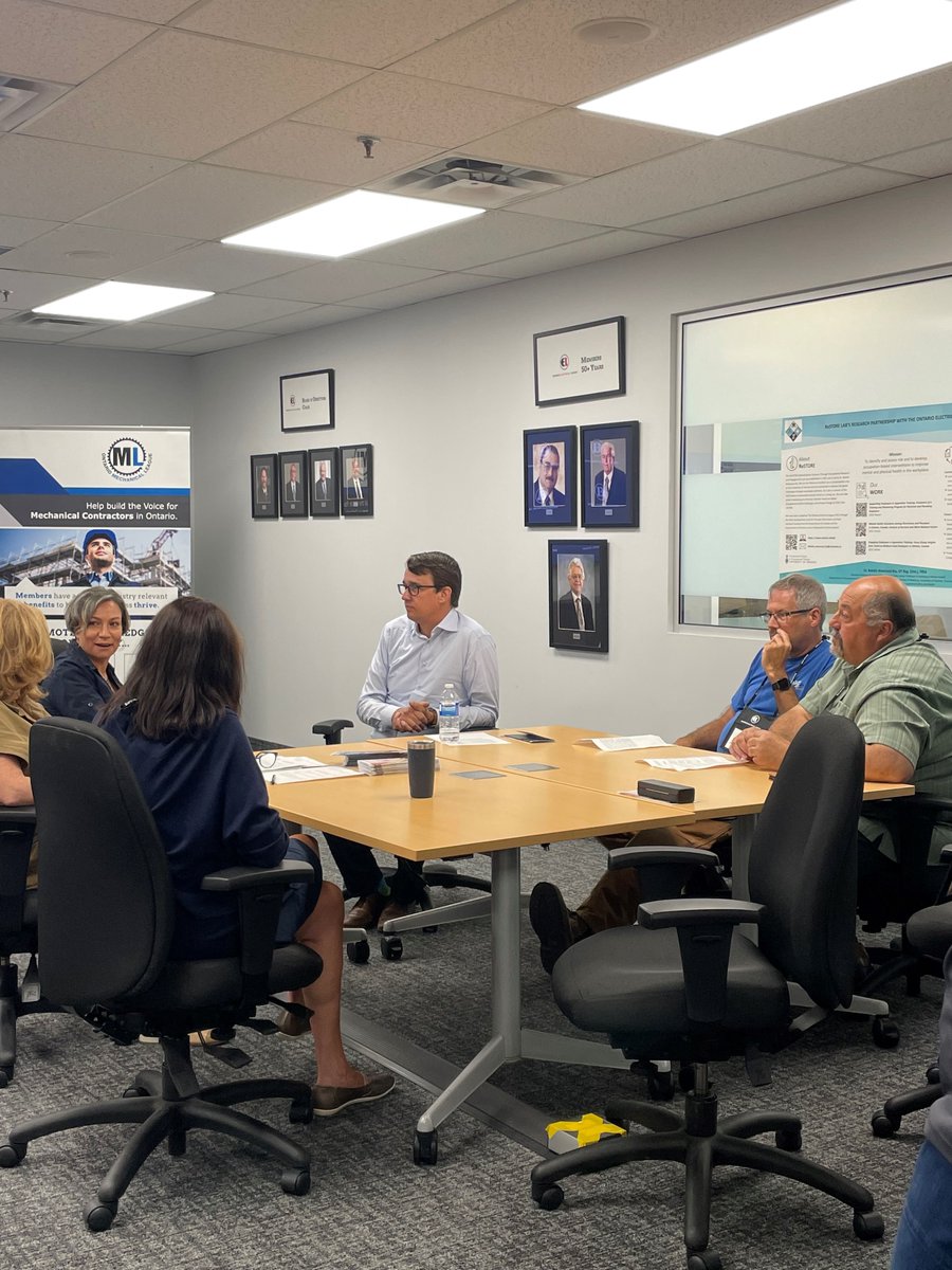 Great seeing @MonteMcNaughton for a brief visit today at our OEL provincial office to meet with contractors, apprentices, staff and researchers as part of the Increasing Employer Engagement in Apprentice Training Project!