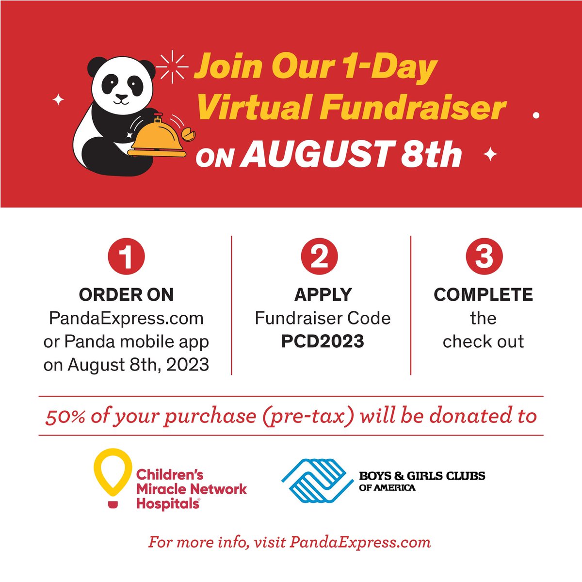 Grab some Panda Express for dinner and give back to the Club! Panda sponsored our lunch today, among other things - pictures to come! 🐼❤️