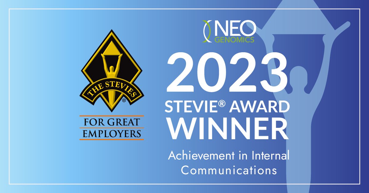 NeoGenomics's tweet photo. NeoGenomics has been honored as a @TheStevieAwards winner in the 8th annual Stevie® Awards for Great Employers for Achievement in Internal Communications.

Learn more about The Stevie® Awards - https://t.co/M1rMDkiJYZ
_
#LifeAtNeo #NeoSPIRIT https://t.co/45j5oo8pRZ