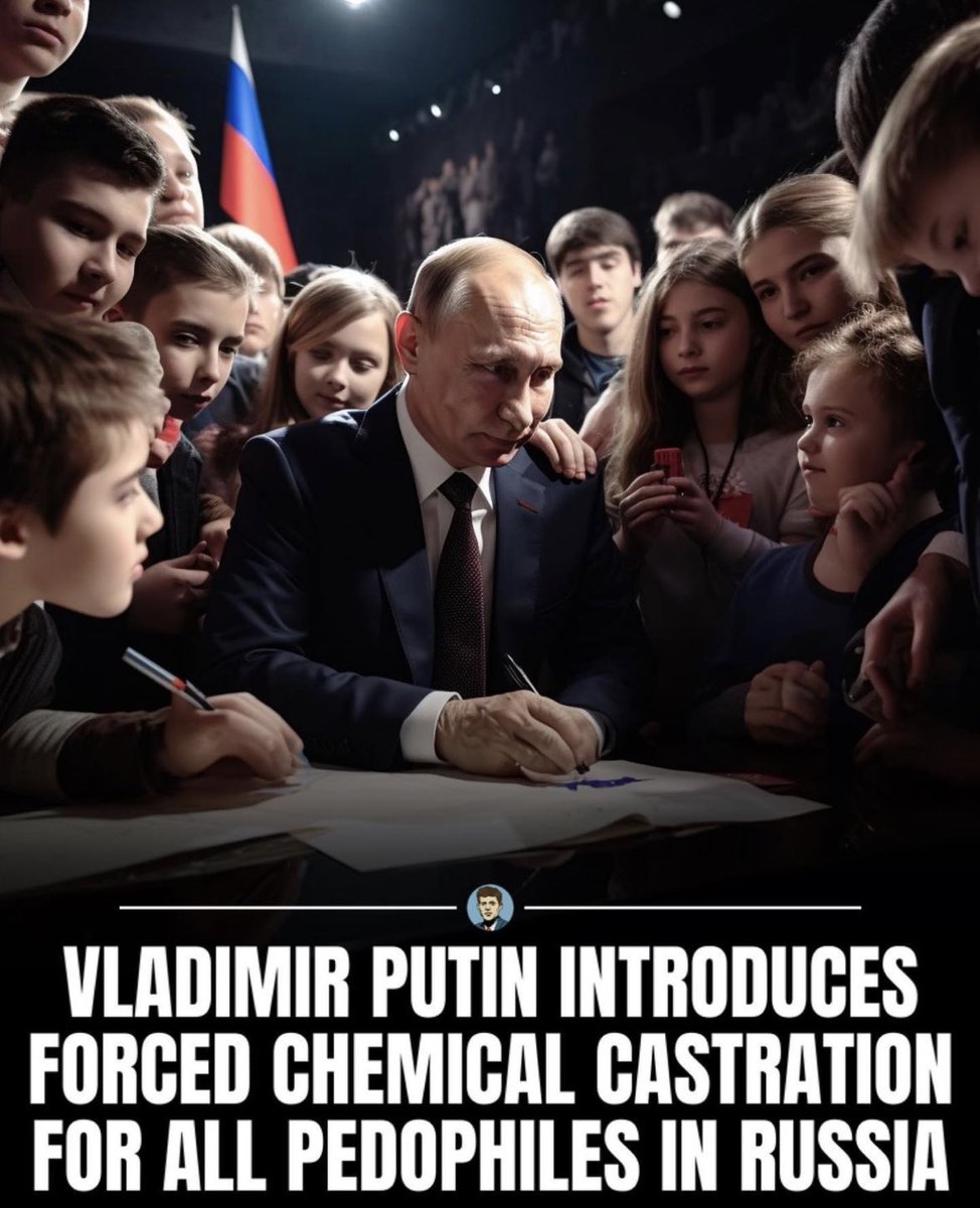 FactsNewsPosts's tweet image. Russian President Vladimir #Putin a has announced plans to chemically castrate all pedophiles in #Russia and execute those found guilty of the most heinous forms of child abuse.

Credits : Insta insidehistory