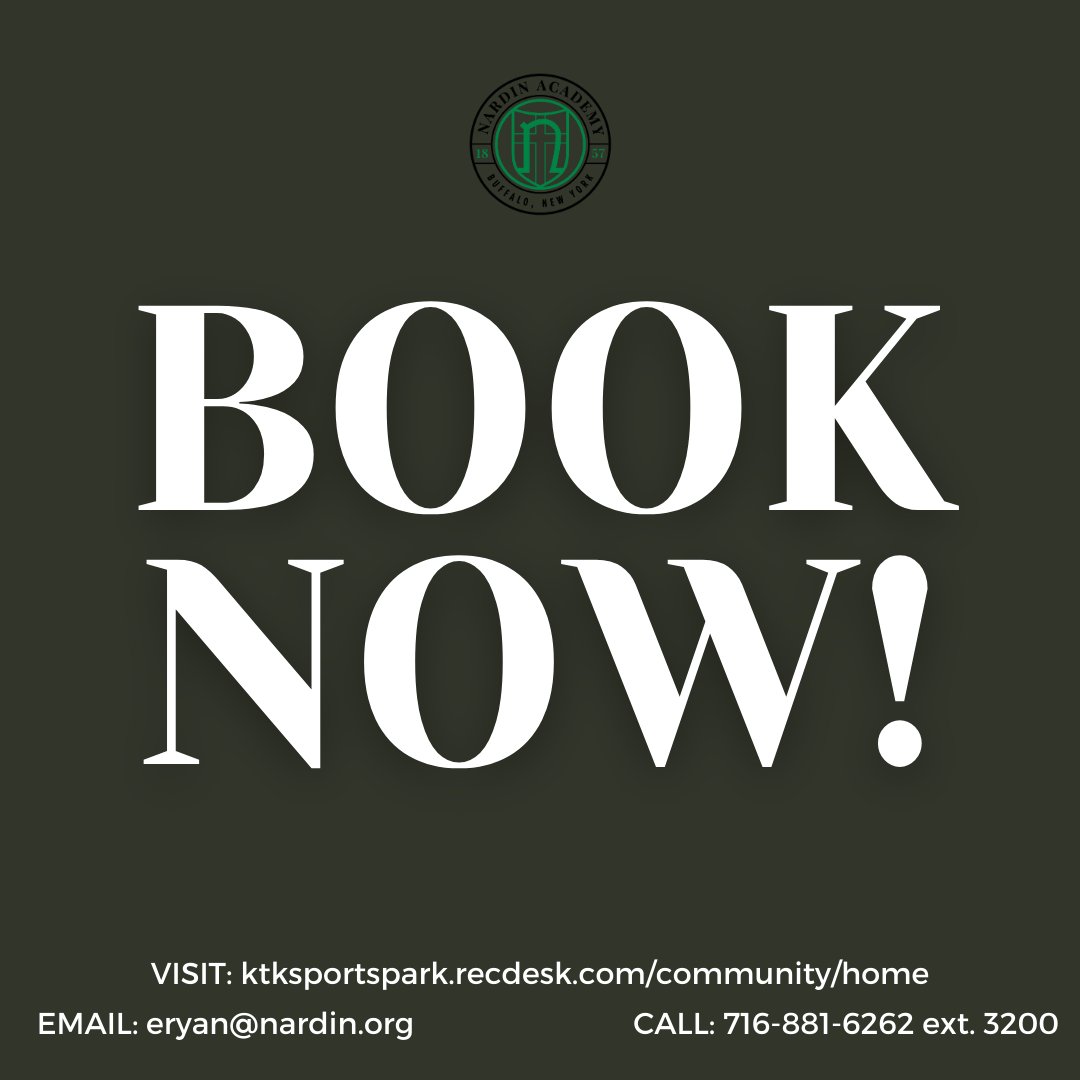 It's time to book your fall &amp; winter field rentals! Give us a call at 716-881-6262 ext. 3200 or email Evan, at eryan@nardin.org