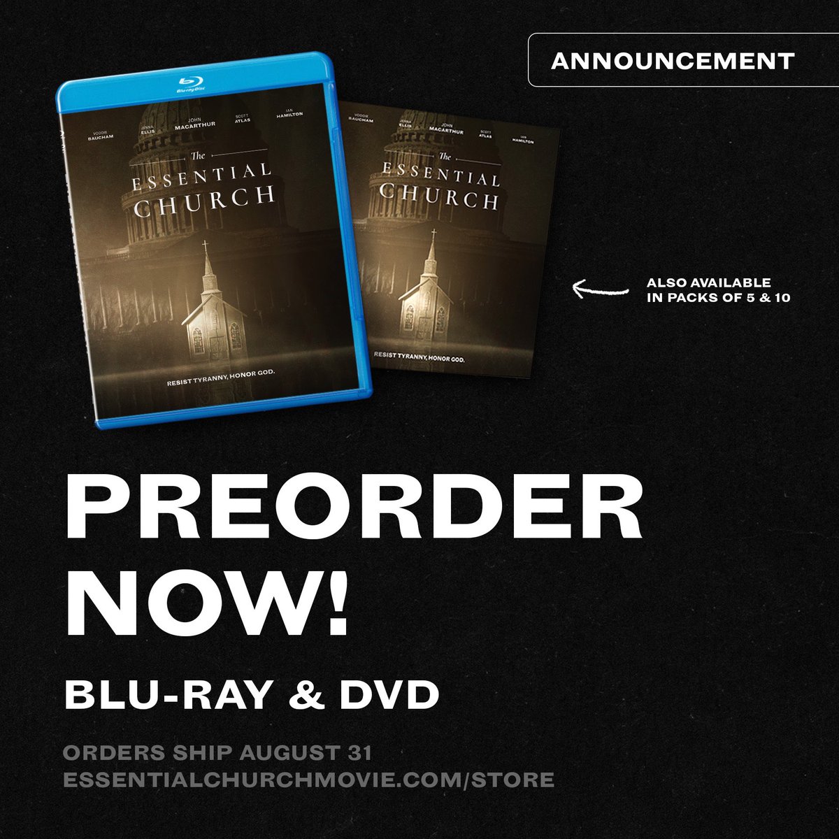Theessentialchu's tweet photo. The Essential Church DVD and Blu-Ray 
are now available to preorder! 

Visit https://t.co/51hANjQBXz to purchase your copy today!
#TheEssentialChurch https://t.co/BlEC76oO5j