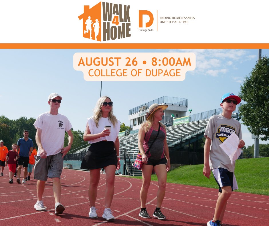 Be sure to register for the 19th annual DuPagePads Walk4Home event on Saturday, August 26th at COD! Your $24 registration provides 1 guest a night of safe shelter at our Interim Housing Center! Sign up and help end homelessness today! runsignup.com/Race/IL/GlenEl…