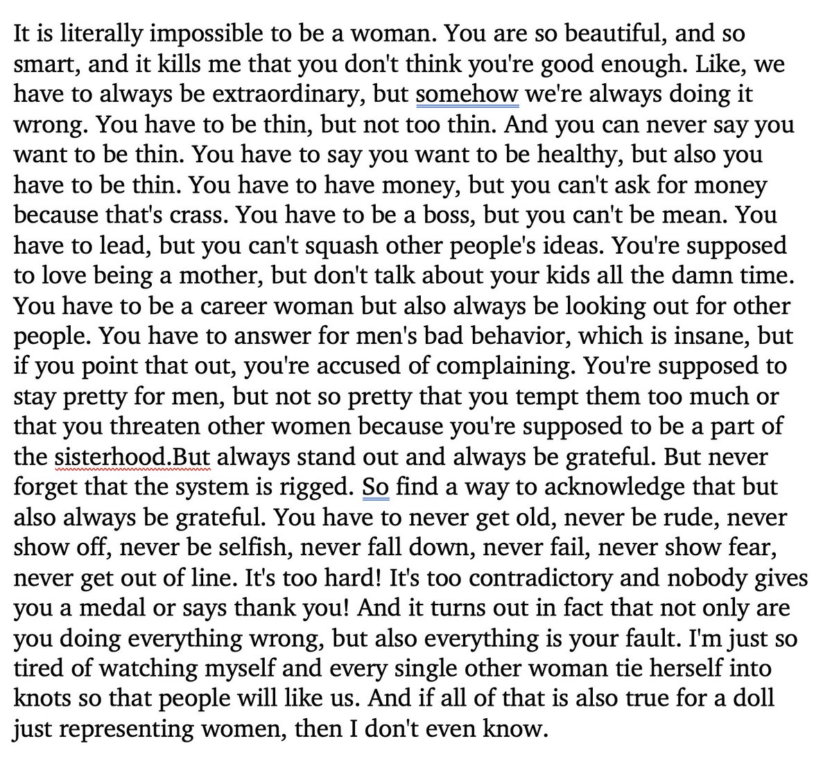 MrJulieGoldman's tweet photo. This is the speech from The Barbie Movie.  Period. https://t.co/UG4tCBCqqo