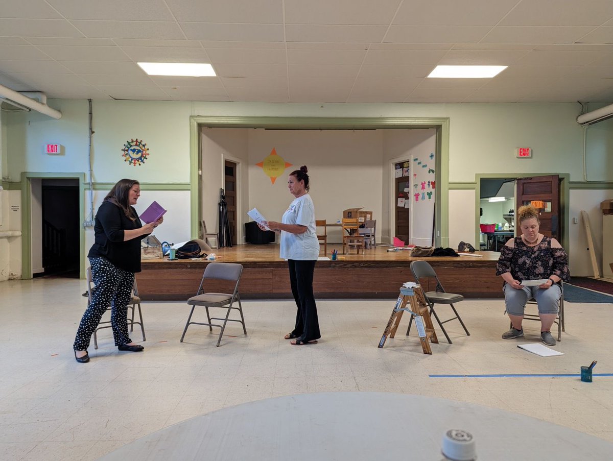out_ofpocketinc's tweet photo. Directed by Rachel Solomon and featuring the brilliant cast of Stephanie Roosa, Kimberly Day, and Lauren MacDonough, “Ghost Story” is a haunting tale of loss and healing. Here are some early rehearsal pics. #outofpocketinc #markravenhill #ghoststory ##muccc #fringefestival https://t.co/LhkYleakCW