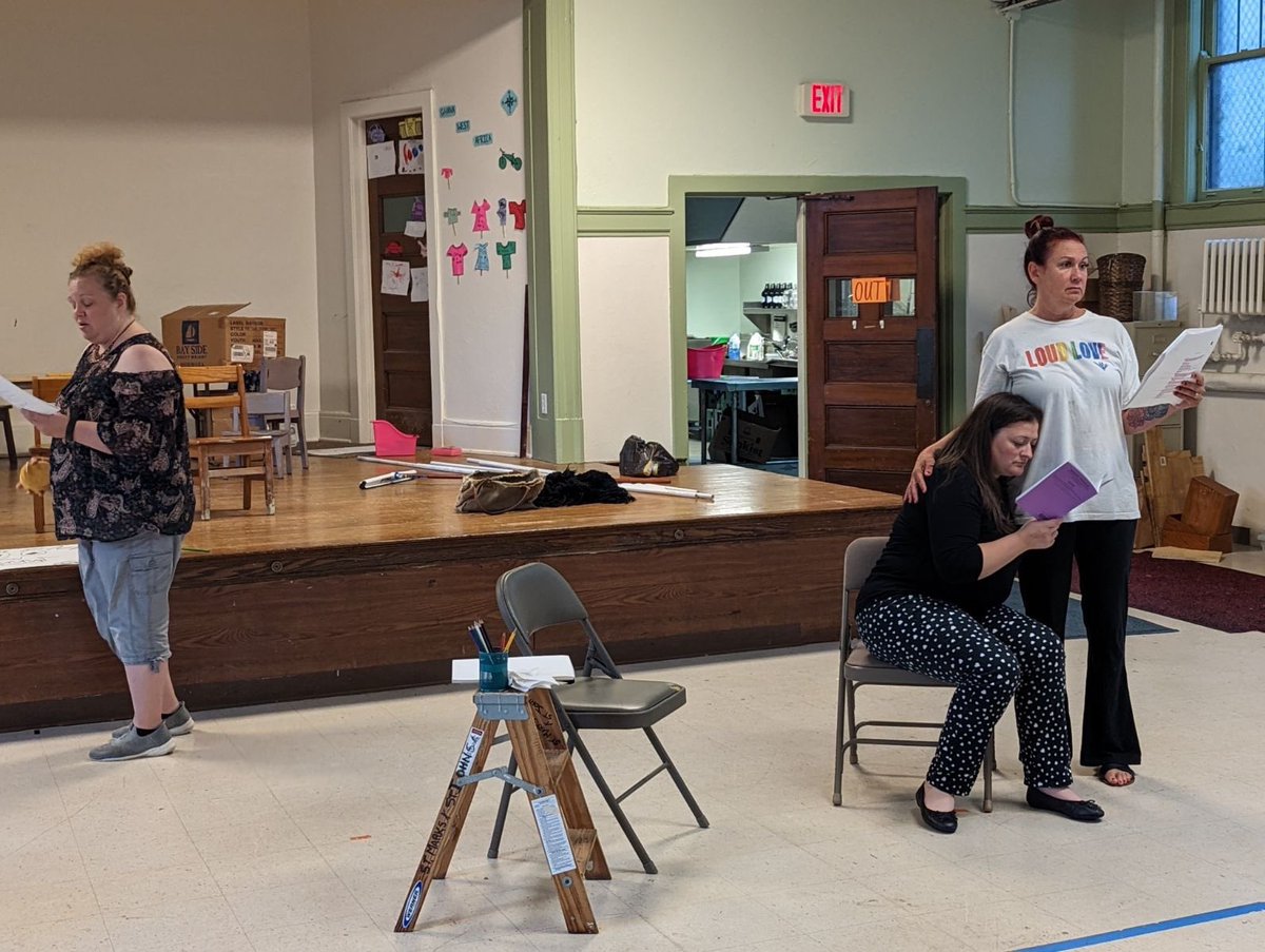 out_ofpocketinc's tweet photo. Directed by Rachel Solomon and featuring the brilliant cast of Stephanie Roosa, Kimberly Day, and Lauren MacDonough, “Ghost Story” is a haunting tale of loss and healing. Here are some early rehearsal pics. #outofpocketinc #markravenhill #ghoststory ##muccc #fringefestival https://t.co/LhkYleakCW