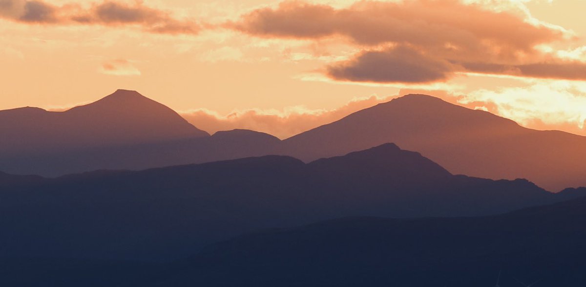 An almost volcanic quality to Ben Vorlich this evening from the summit of Ben Cleuch at sunset. Its near-neighbours, Ben More and Stob Binnein, also looked fine.