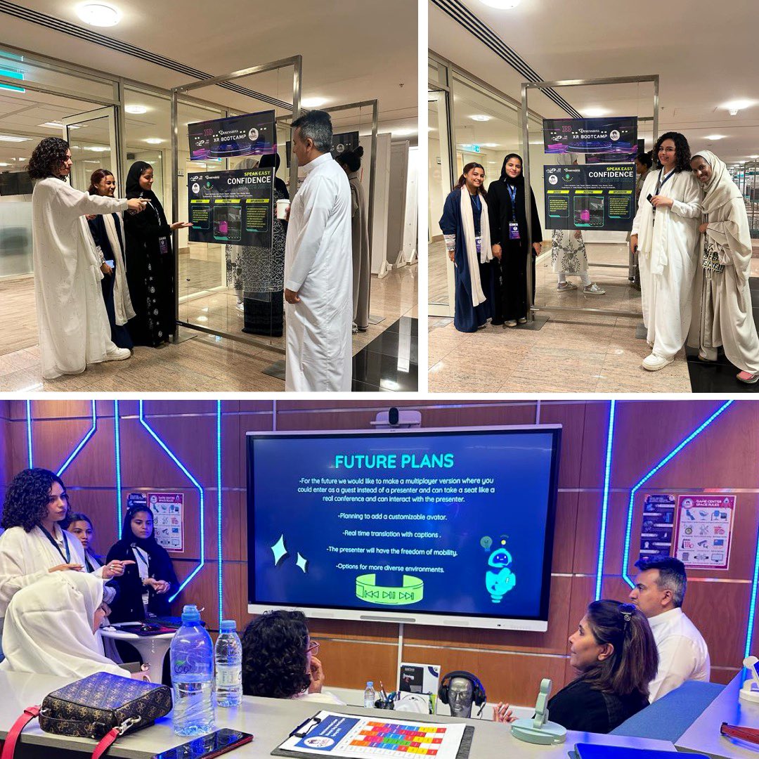 au_dimensions's tweet photo. After an intensive 2-weeks, the @Alfaisaluniv Game innovation center’s Summer 2023 XR bootcamp has successfully finished its journey with participants showcasing their final group projects! 💻🎮🎯
#Saudi_Esports #gamedesign #gamedev https://t.co/0e1ywbu9F5